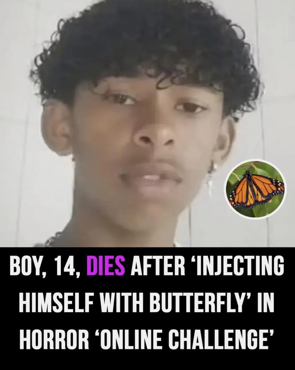 Boy, 14, Dies After Injecting Himself With Butterfly In Viral Online Challenge