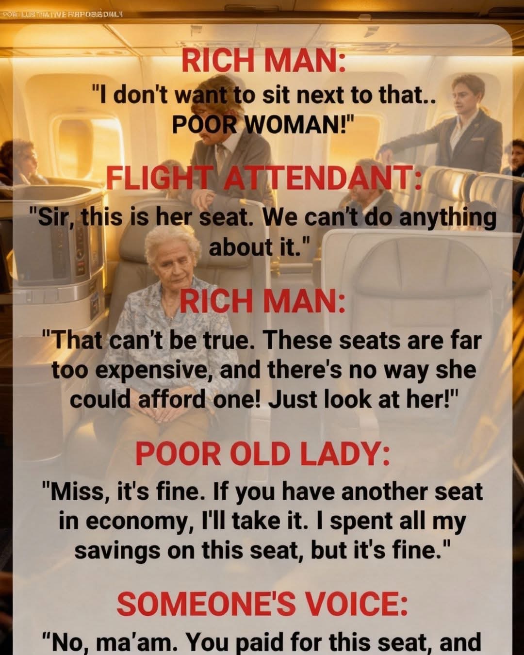 Business Class Passengers Underestimate Elderly Woman, but the Pilot Surprises Everyone at the End of the Flight