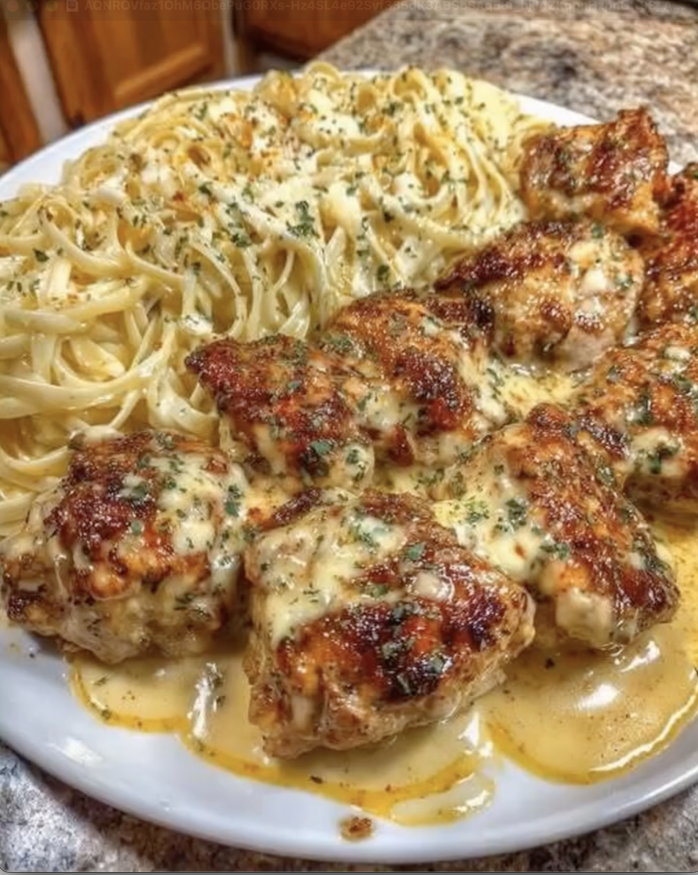 Garlic Butter Chicken Bites with Creamy Parmesan Pasta