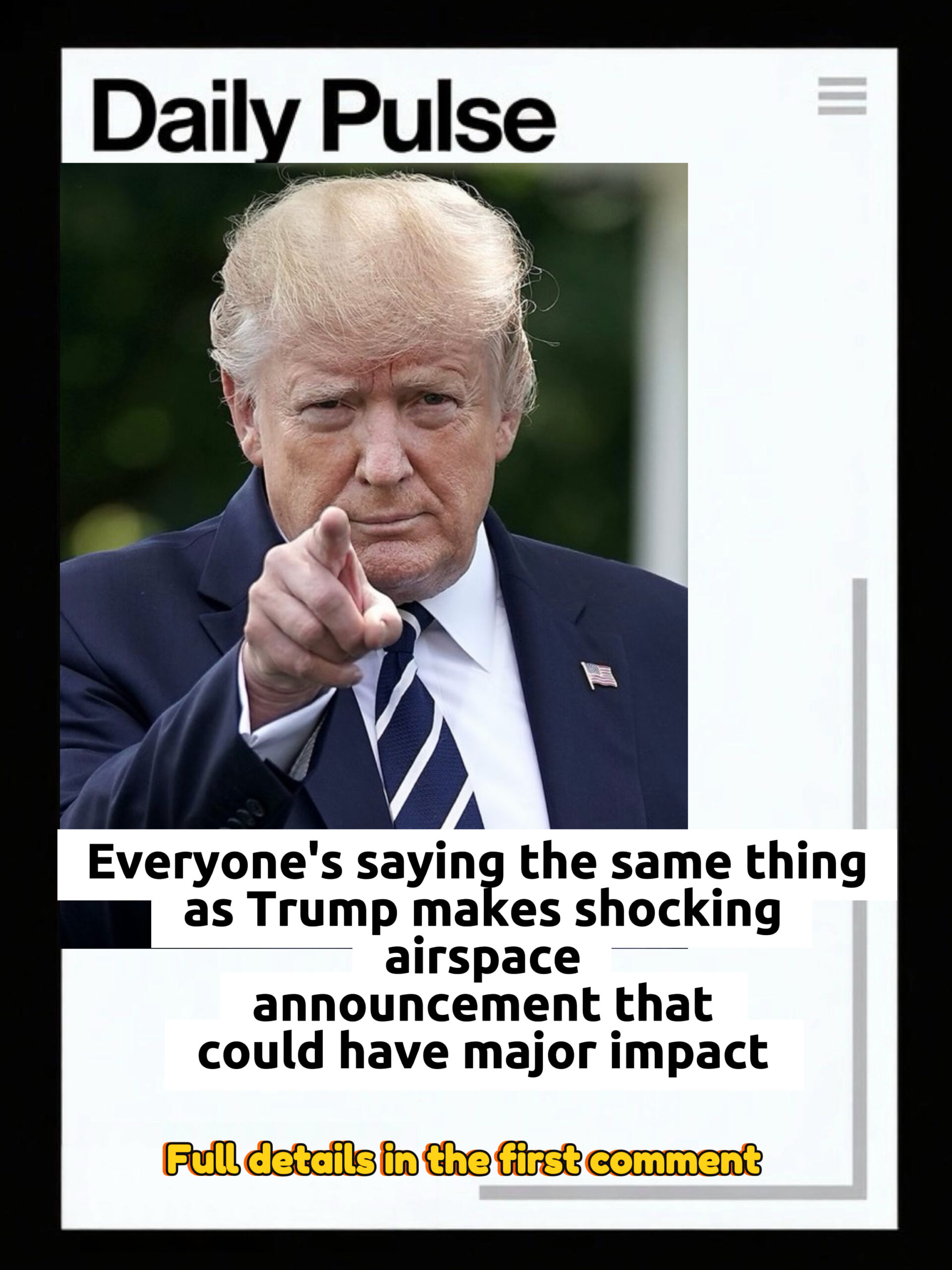 Everyone’s saying the same thing as Trump makes shocking airspace announcement that could have major impact