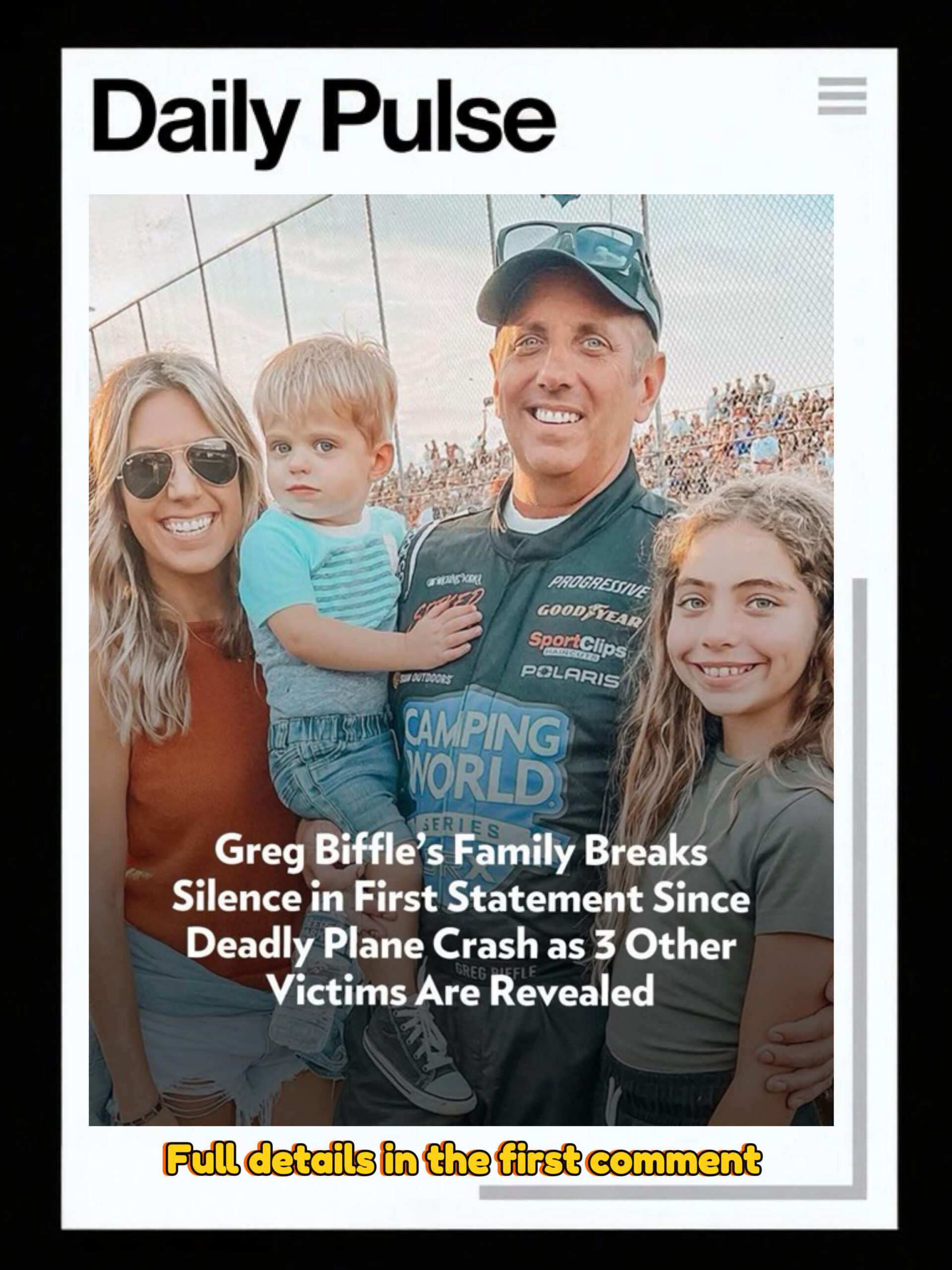 Greg Biffle’s Family Breaks Silence in First Statement Since Deadly Plane Crash as 3 Other Victims Are Revealed