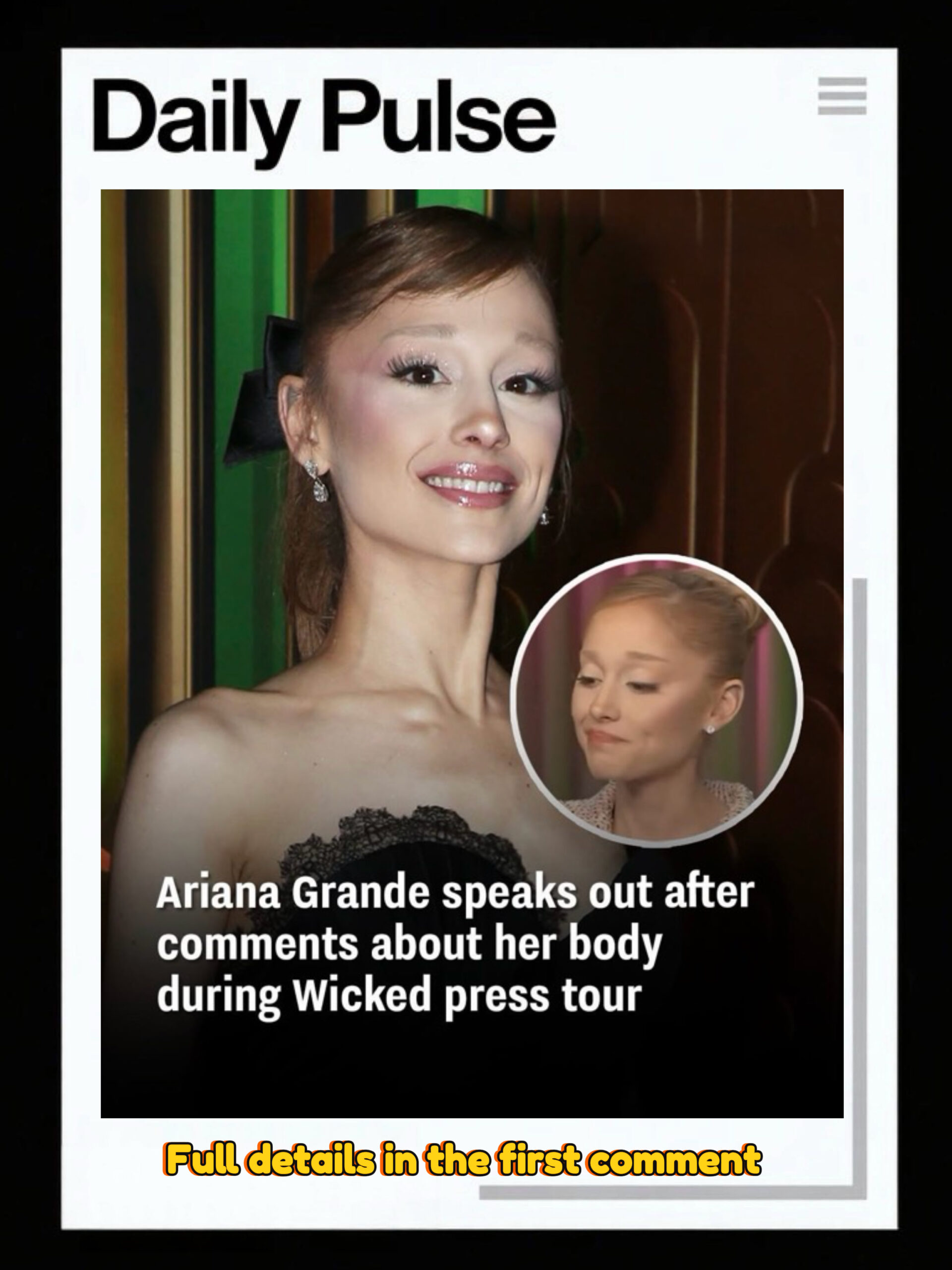 Ariana Grande speaks out after comments about her body during Wicked press tour