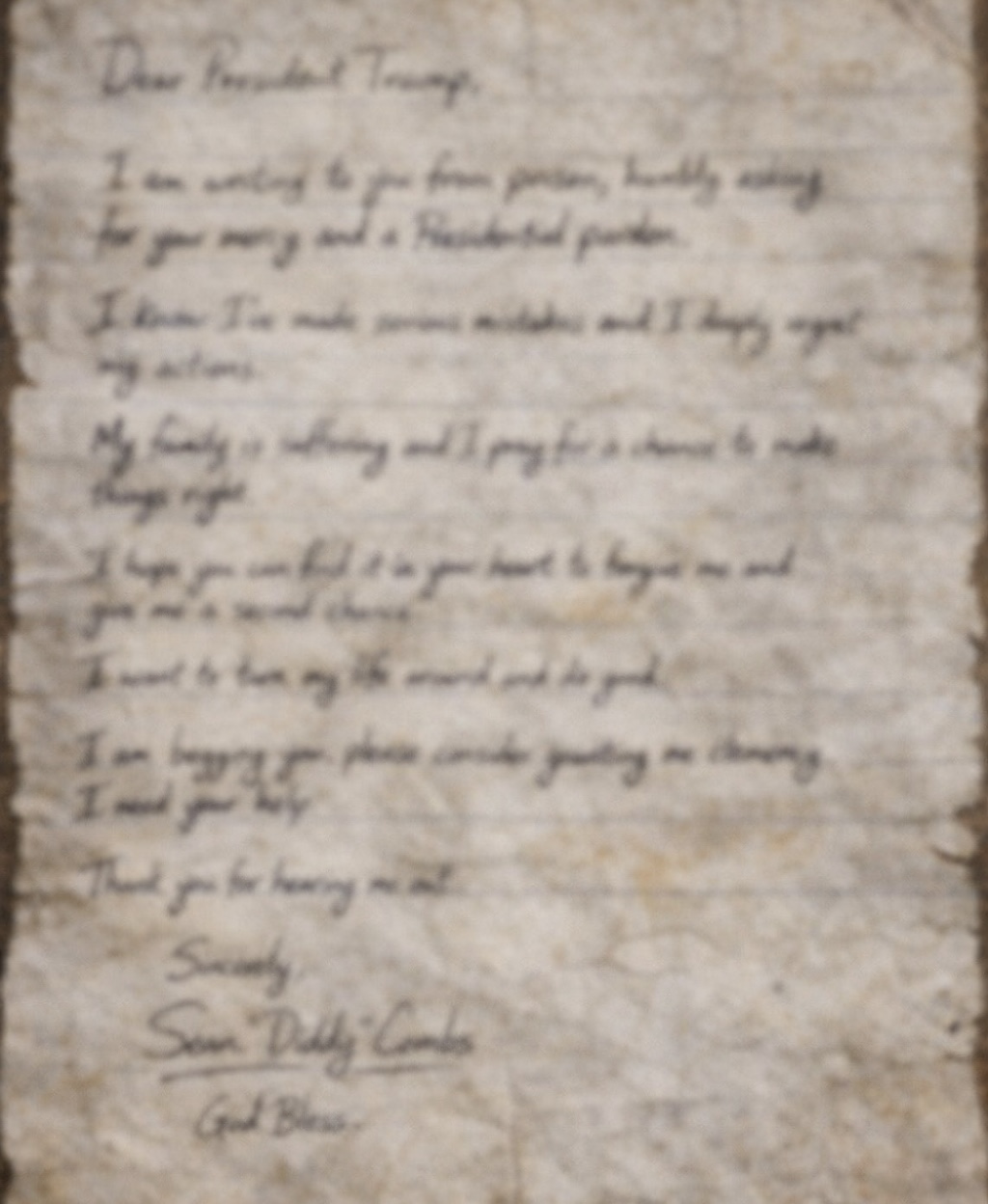 Trump Reveals: Diddy Sent Me a Letter