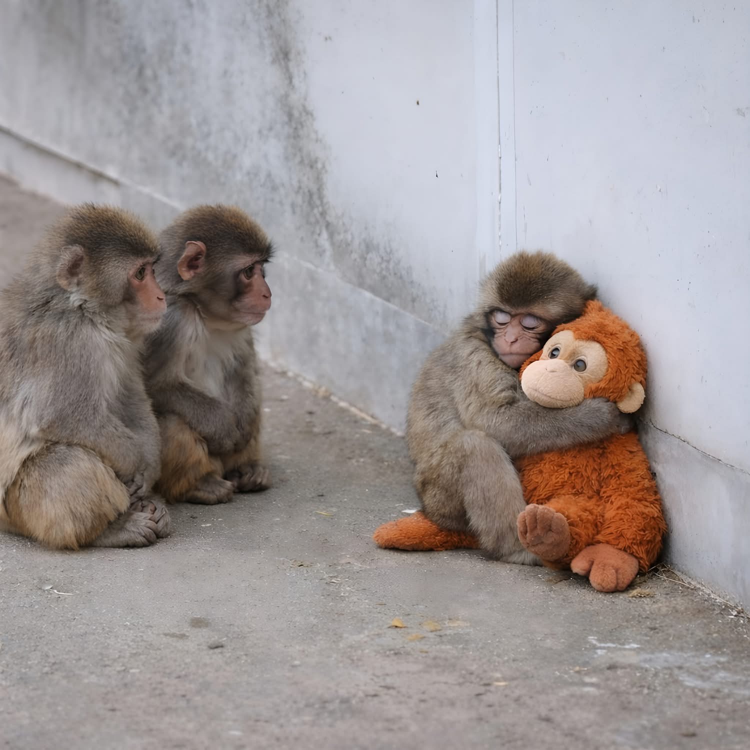 A Little Macaque Finds the Warmth of Companionship